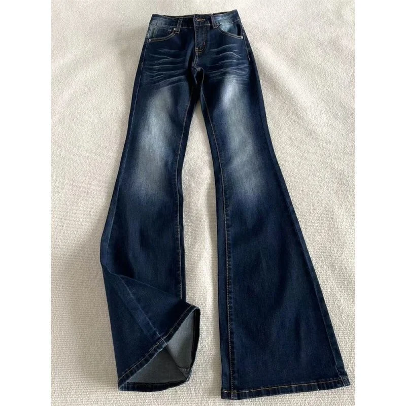 

Джинсы Bootcut, короткие женские расклешенные брюки с кисточками, повседневные ретро, большие размеры, с оборками спереди, крутые супер градиентные отбеленные современные брюки