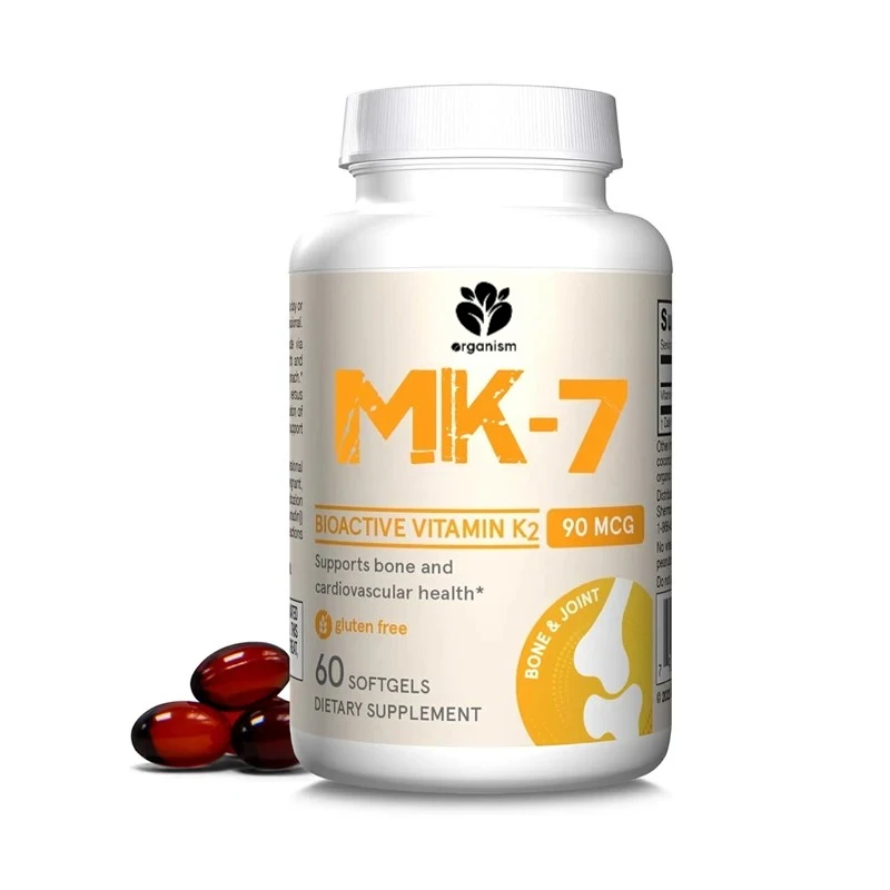 

МК-7 90 мкг, способствующее здоровье костей, витаминная добавка К2 МК-7 без глютена, 60 капсул