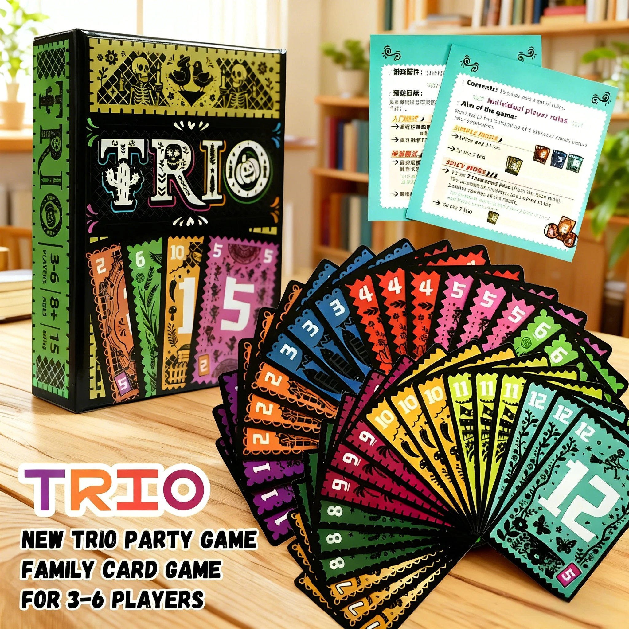 لعبة لوحة بطاقات استراتيجية من TRIO ممتعة لحفلات العائلة والأصدقاء 3-6 لاعبين لعبة سطح المكتب جميع الأعمار بطاقات ألعاب ترفيهية