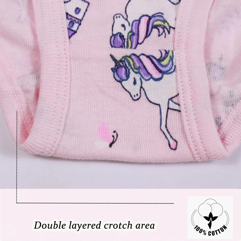 1/3/6/9 Pcs Children's Girls Panties 100% Cotton Soft Pretty Cartoon Unicorn Print Underwear For Girls Undies Boxer Breathable image 4