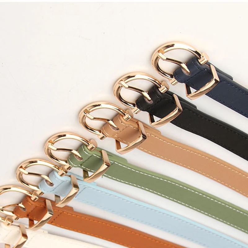 PU Leather Belts Women Candy Color Simple Metal Buckle Belt Strap Female Jean Pants Waistband Belts Luxury Designer Gift