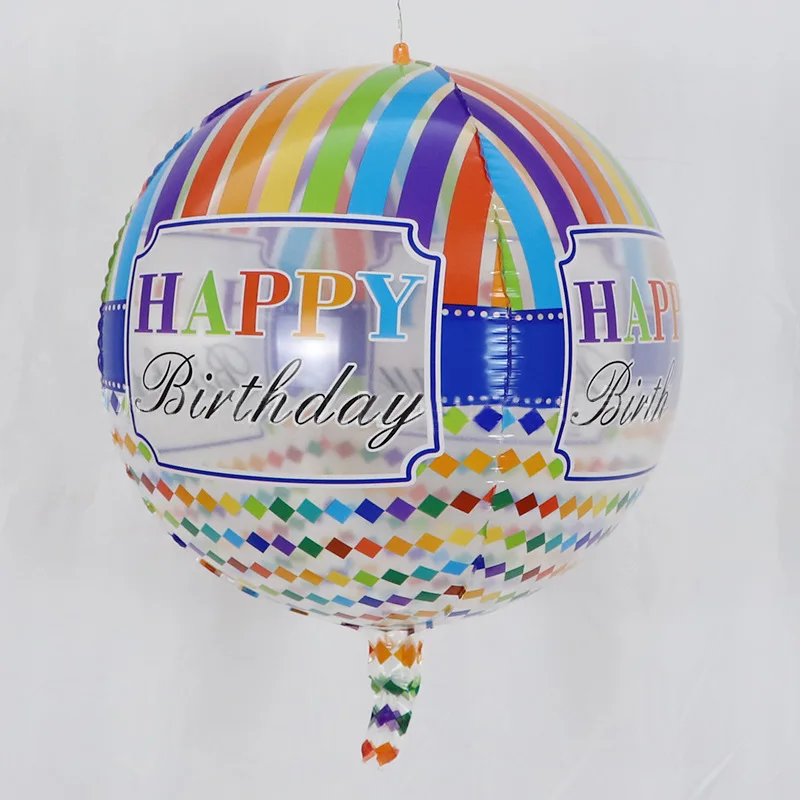 Ballon rond en aluminium Transparent 4d de 22 pouces, décoration de fête à thème d'anniversaire, vente en gros