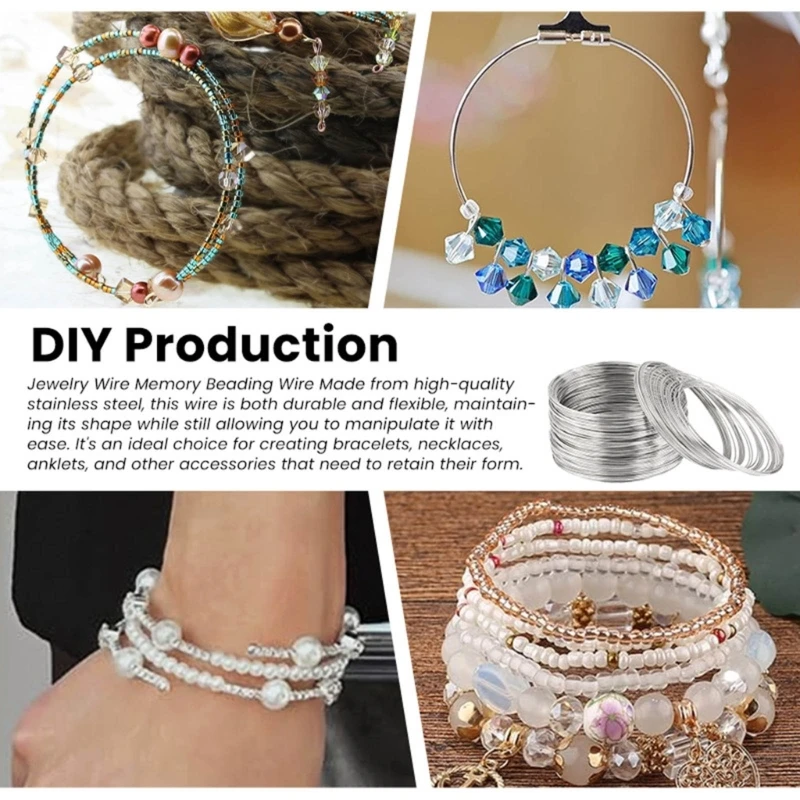 50 Memory Steel Wire for DIY Beading Bracelets Earrings Jewelry Making Finding Accessories Bangles Necklace Supply