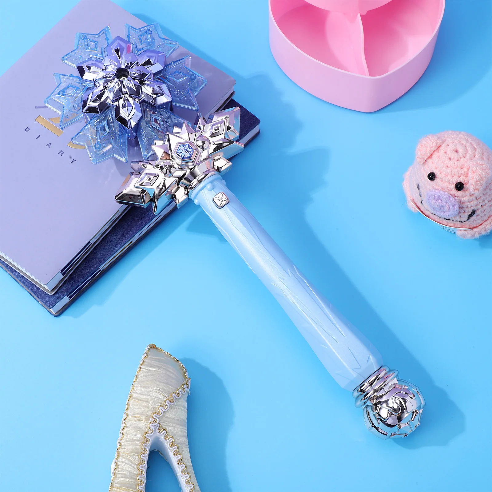 ไม้กายสิทธิ์สำหรับเด็ก 1 ชิ้น ไม้กายสิทธิ์เกล็ดหิมะเรืองแสงพร้อมเสียงเพลง ไฟกระพริบ ของชำร่วยงานปาร์ตี้ ของขวัญใส่ถุงเท้า ของขวัญวันฮาโลวีน