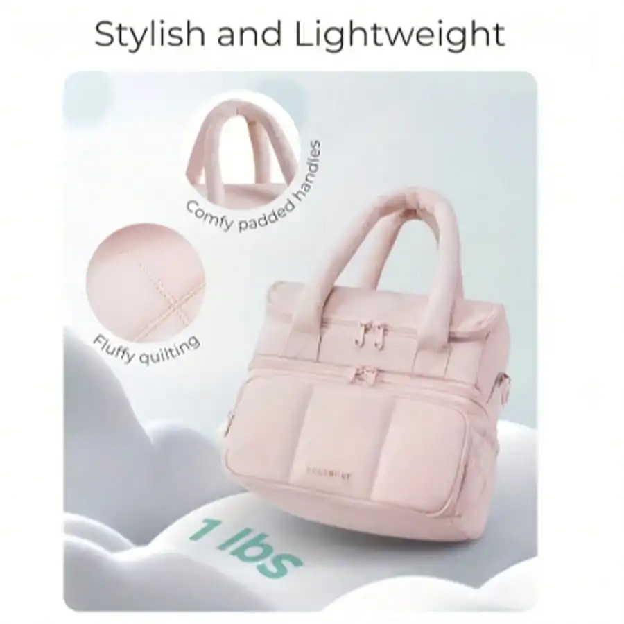 Male And Female Expandable Double-Layer Insulated Lunch Bag, With Shoulder Straps And Leak Proof Refrigerated Lunch Bag, Suitable For Work, Office, Picnic, And Beach, Portable Lunch Handbag sg251118129868662424