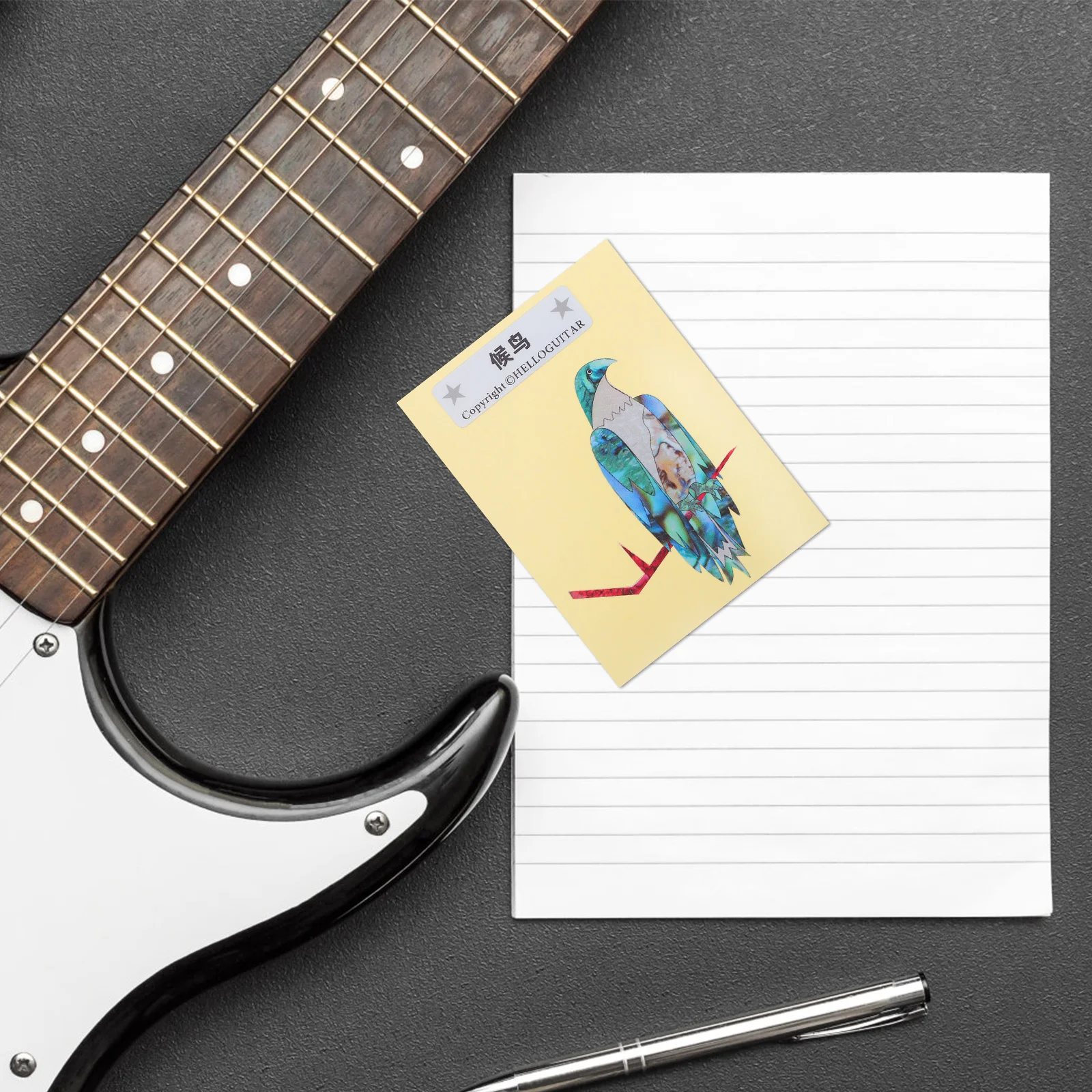 

Guitar Headstock Decals PVC Waterproof Bird Animal Stickers DIY Fretboard Position Marker Acoustic Electric Bass
