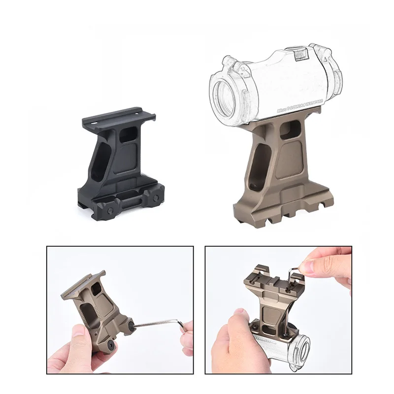 Kit de montage rapide tactique Unity en métal pour viseur point rouge avec base surélevée pour la chasse, les armes à jouets et les accessoires d'airsoft