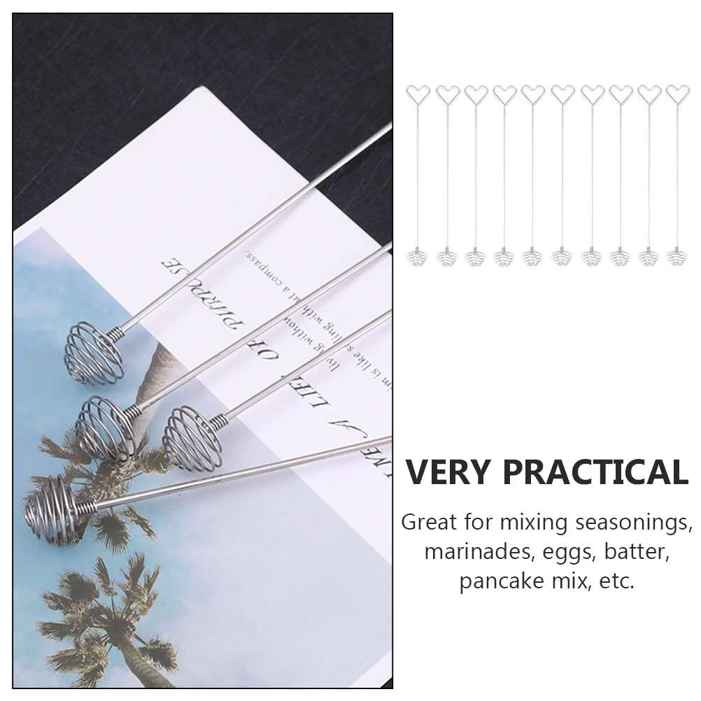 

10pcs Stainless Steel Whisk Stirrer Egg Mixer Handheld Foamer For Baking Cooking Blending Batter Pancake Seasonings Marinades