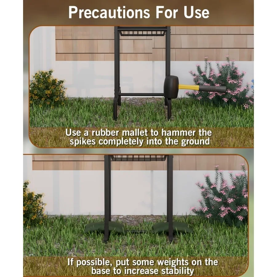 지상 설치형 정원 호스 릴, 5/8인치 호스 125피트 및 3.9피트 리더 브라스 피팅 포함, 물 호스 홀더 스탠드
