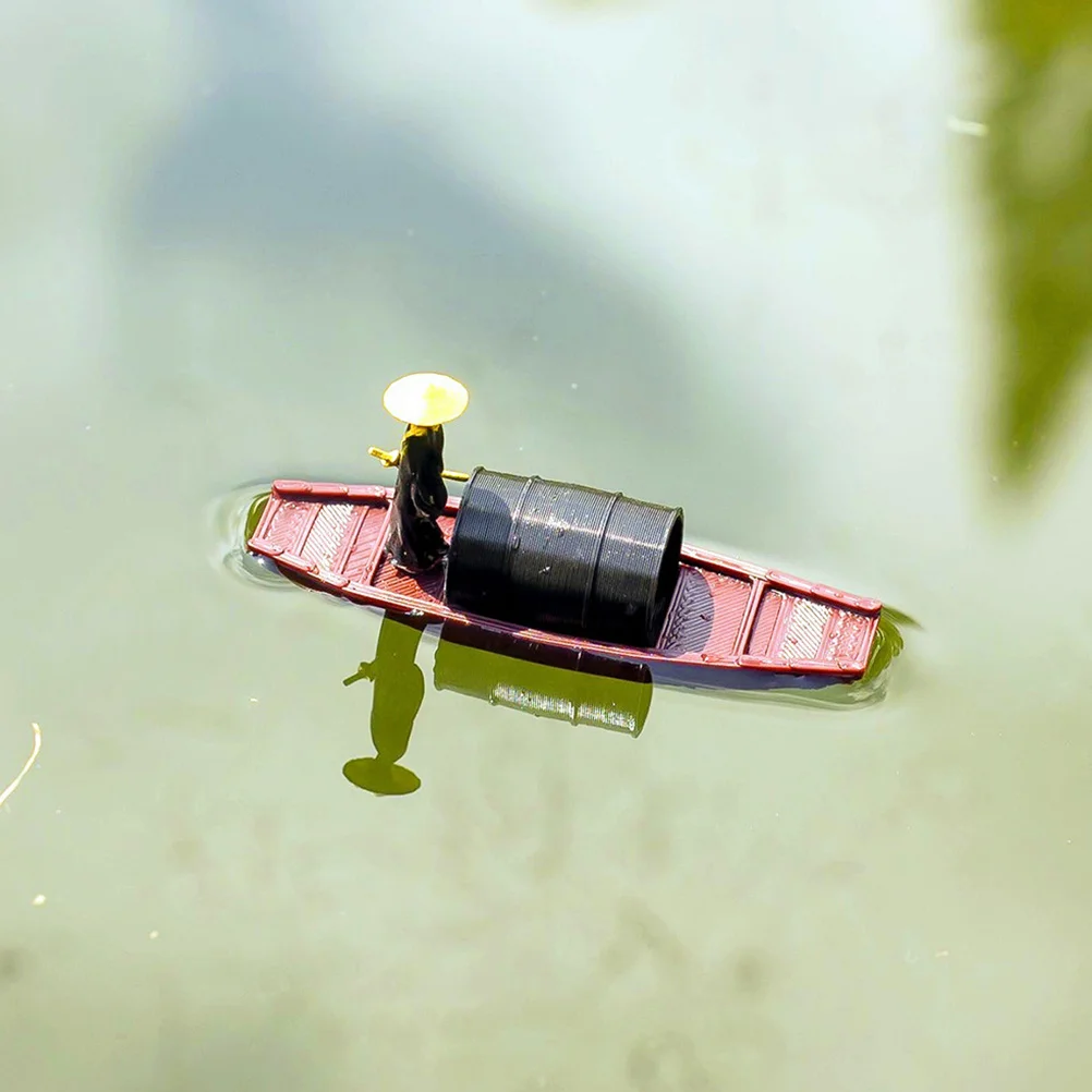 زخرفة قارب مصغر قارب صيد صيني عتيق لبيت الدمى حديقة خزان الأسماك المناظر الطبيعية الصغيرة الديكور البلاستيك بونساي