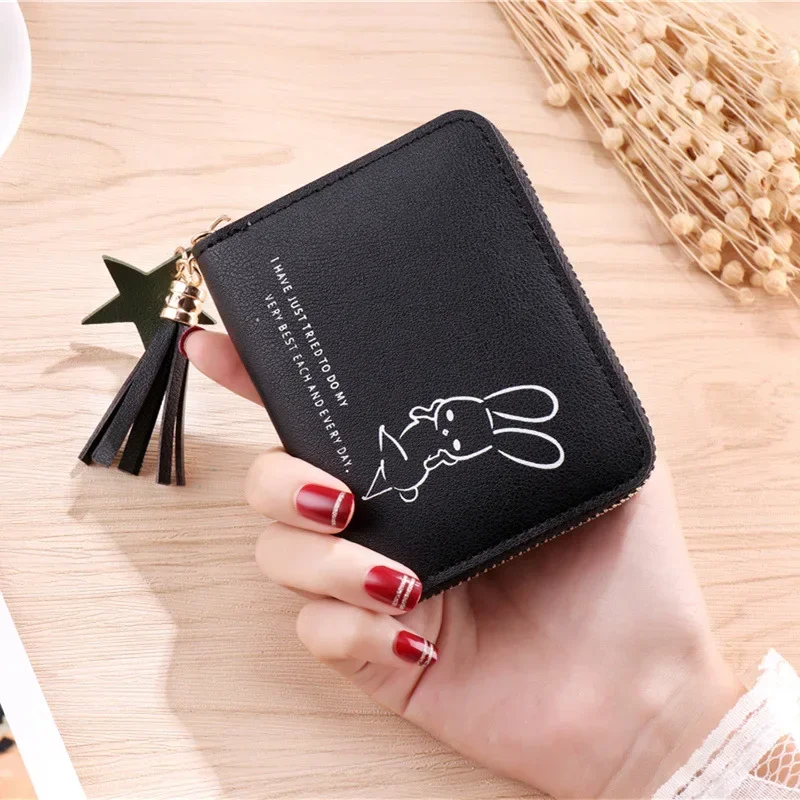 New Luxurious Women\'s Wallets PU Leather Zipper Small Purse Cute Little Rabbit Pattern Women Purse Mini Girl Coin Purse