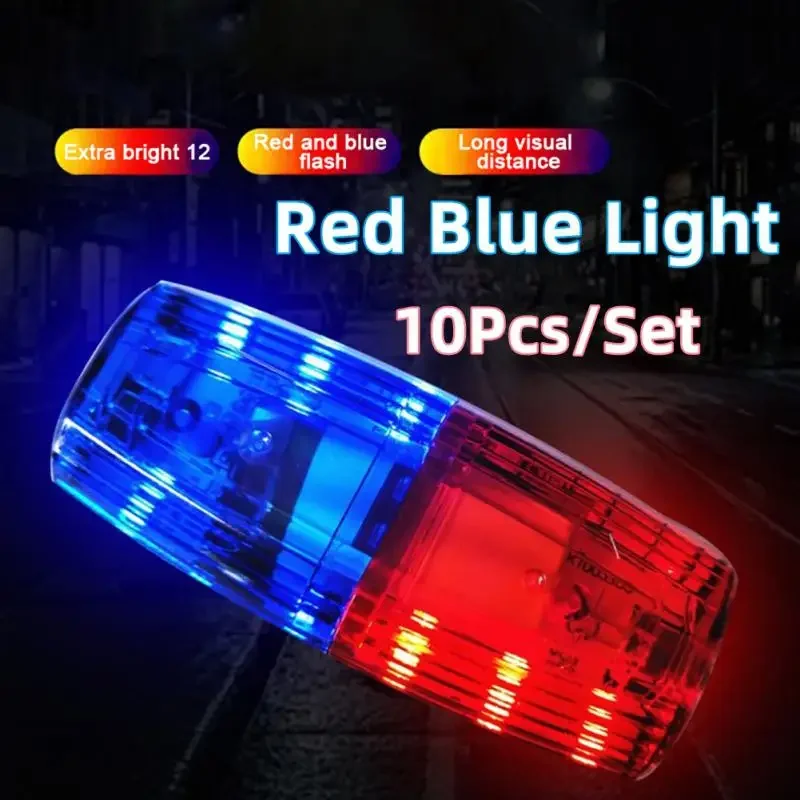 10Pcs/Set Red Blue LED Shoulder Warning Light Police Shoulder Clip Light Sanitation Worker Patrol Alarm Flash Signal Strobe Lamp