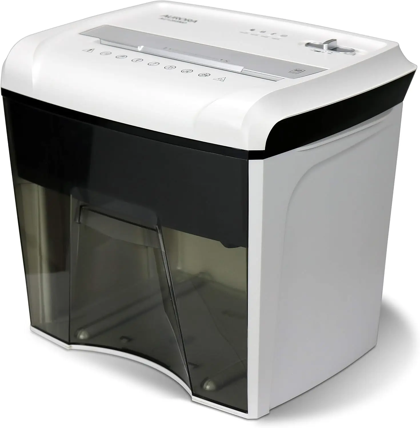 

Compact Desktop High Security 12-Sheet Micro-Cut Paper and CD/Credit Card Shredder with Pullout Basket, White/Black