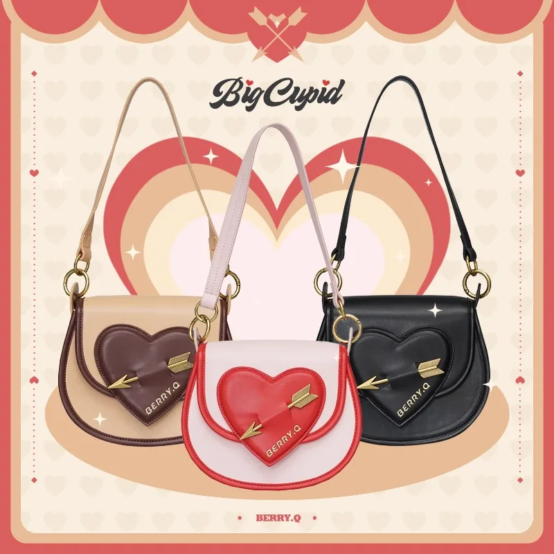 

Sweet Lolita Bag for Teenage Girls 2024 Elegant Heart PU Crossbody Bags Spring New JK Uniform Shoulder Bag Bolso Mujer Сумка