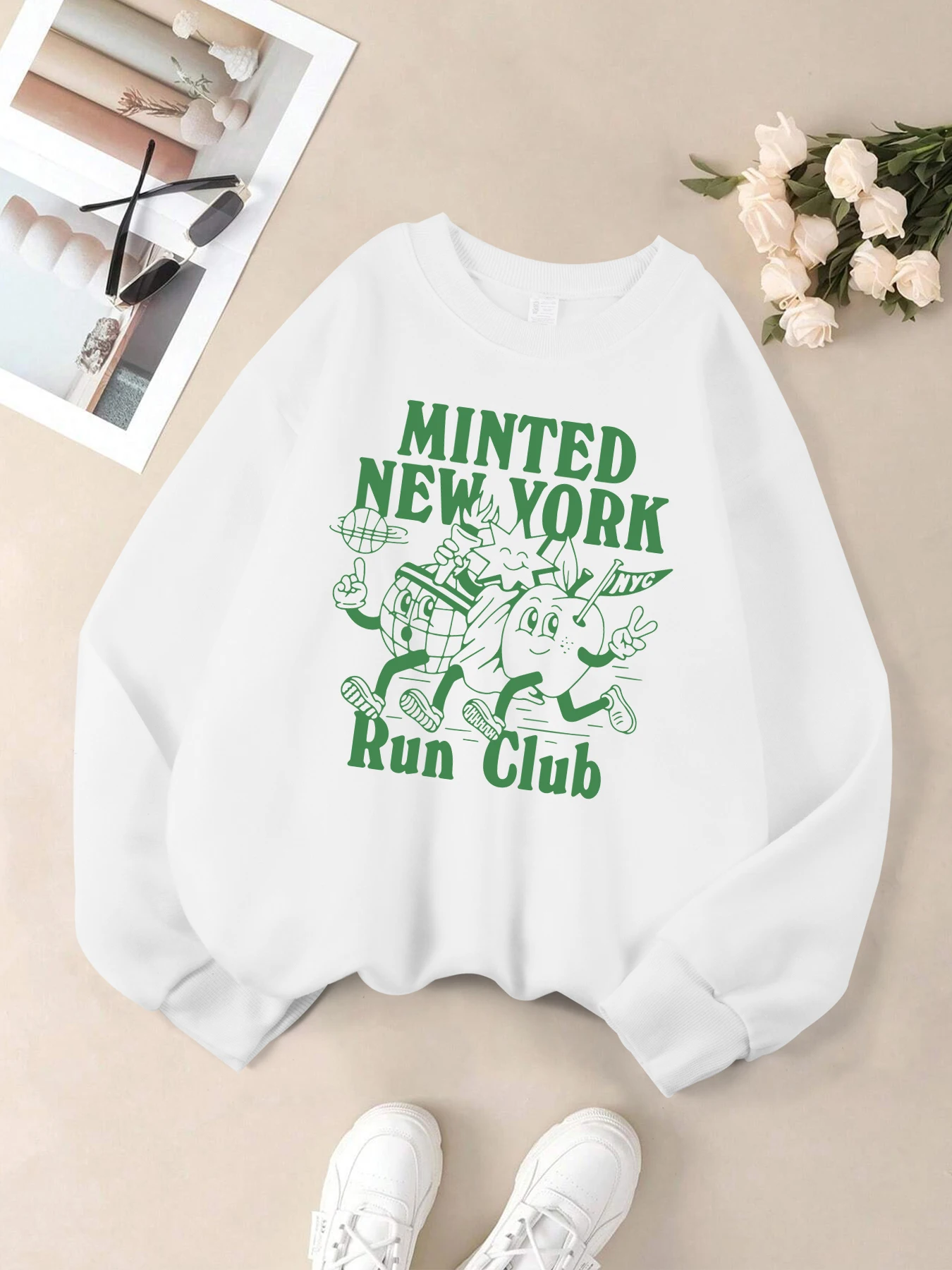 New York Run Club Druck Streetwear Frauen Mehrfarbige Sport Sweatshirts Herbst Casual Sweatshirt Verdicken Y2K Streetwears