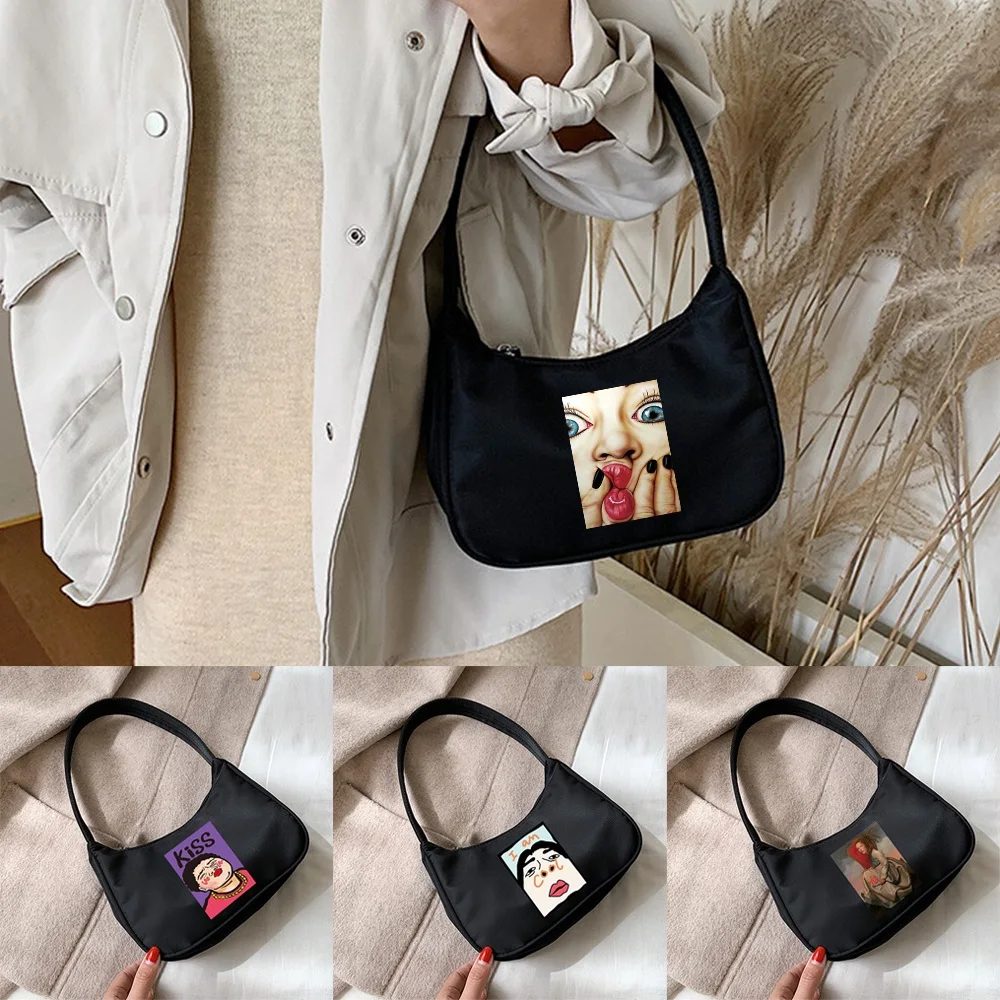 Women's Mini Underarm Bags Fashion Street Handbag Small Bag Funny Printi Pattern Casual Underarm Bag Shopping Hobo Shoulder Bags