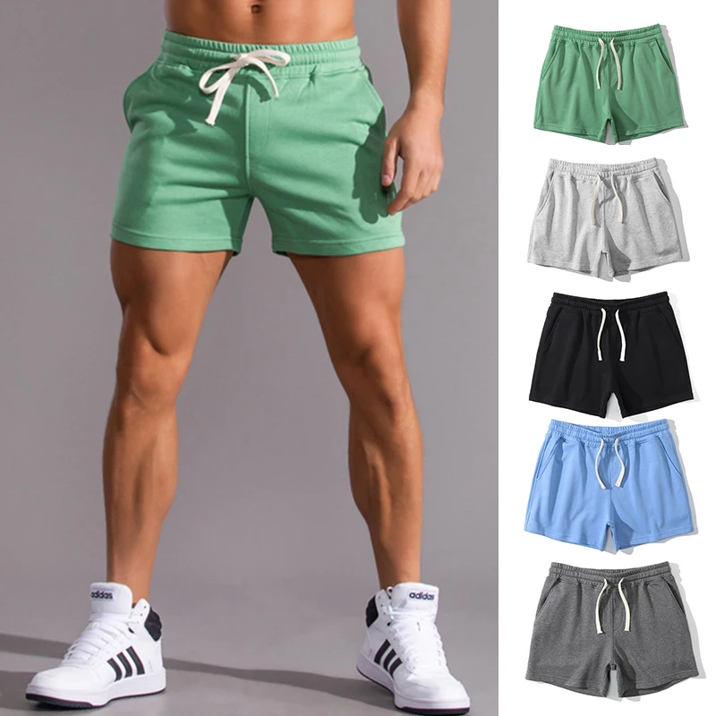 Pantalones cortos deportivos informales para hombre, Shorts elásticos de algodón para baloncesto, secado rápido para correr, gimnasio,