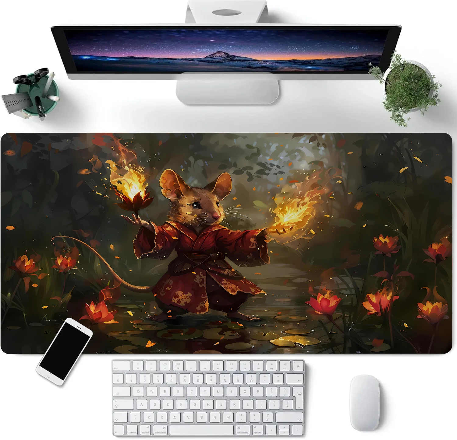 

Mole Fire Wizard Mouse Pad Game Mat Large Computer Office Mousepad Anti-slip Playmat for MTG DTCG CCG RPG Trading Card Desk Mats