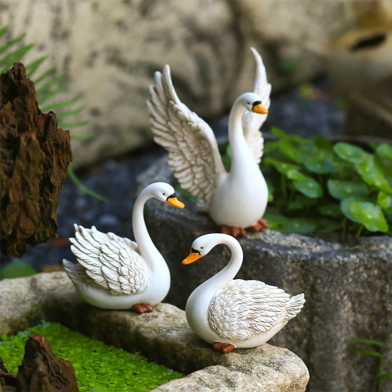 Simulation Animal Resin Crafts Ornaments Swan Statue Garden Outdoor Pond Animal Figures  Home Decoration Accessories Plant Pots