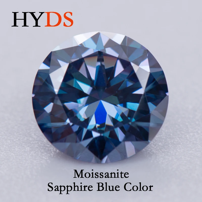 

Moissanite Stone Round Cut Sapphire Blue Color Lab Grown Diamond Charms Beads for Advanced Jewelry Making with GRA Certificate