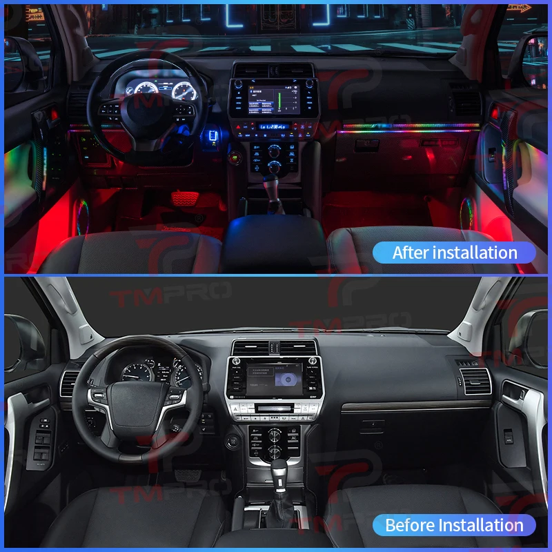 TMPRO 64 Colors LED Safety assistance systems Ambient Lighting For Toyota Prado 2010-2023 Automotive Interior Decoration