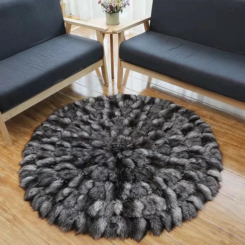 New Wholesale Home Decor Area Luxury Life Comfort Round Carpet Fluffy Fox Fur Carpet