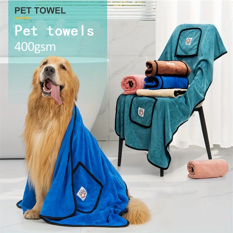 Pet Dog Towels for Drying Dogs, Super Absorbent Soft Microfiber Pet Bath Grooming Towel for Large Medium Small Dogs and Cats & M