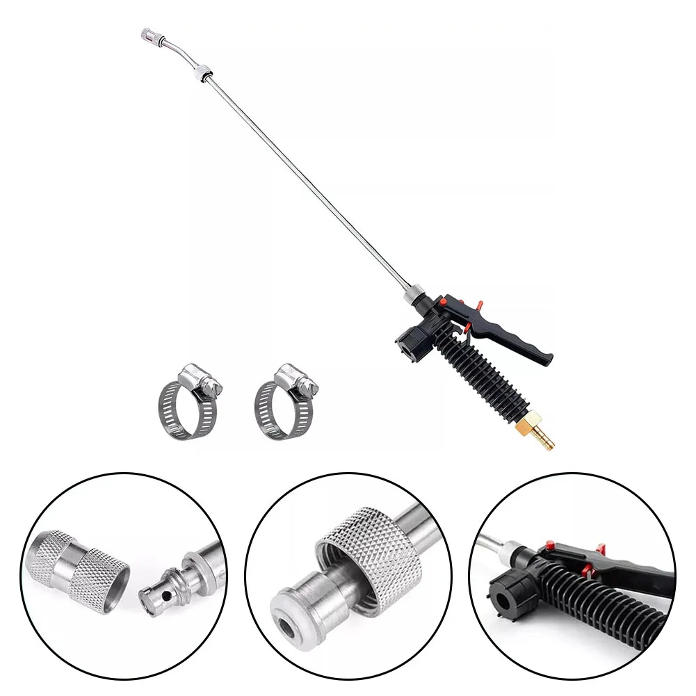 Heavy Duty 29inch Replacement Sprayer Wand Stainless Steel Tube Brass Barb Lockable Hand Lever Adjustable Spray Pattern