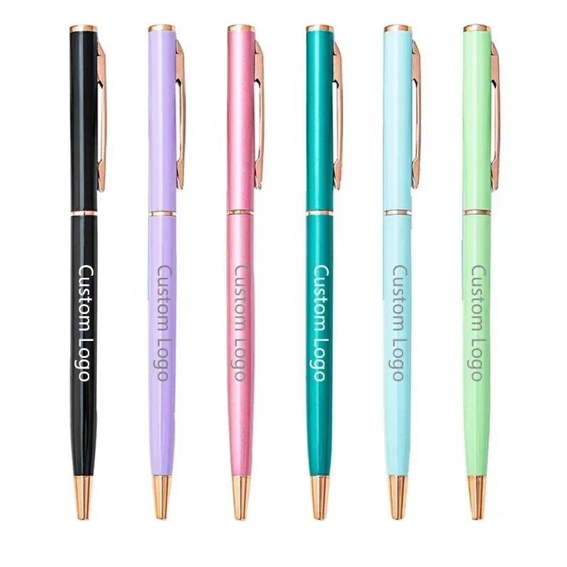 Stylo à bille or rose avec logo personnalisé, stylo cadeau multi-documents, bureau, école, publicité, texte gravé, acquisition, vente en gros, 50 pièces