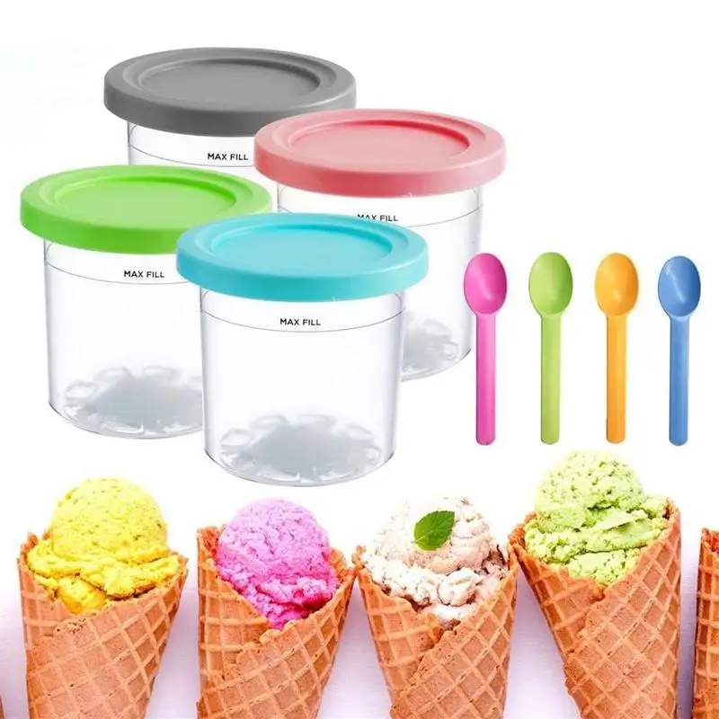 Ice Cream Pints Cup Ice Cream Containers With Lids For Ninja NC299AMZ NC300s Series Ice Cream Maker Dessert Storage Containers