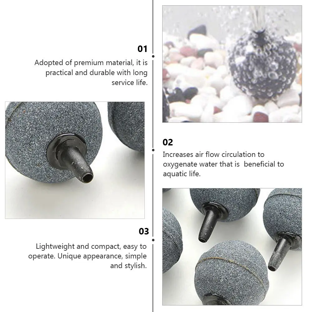 

20Pcs Airstones for Aquarium Fish Tank Oxygen Diffuser Stylish Compact Lightweight Easy Operate Long Service Life