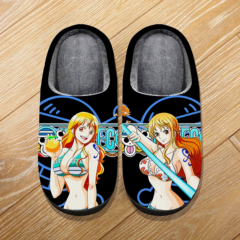 

Custom Size Winter Home Soft Warm Cartoon Slippers For Adult Kids Anime ONE PIECE Nami Chopper Cosplay Indoor Cute Slippers