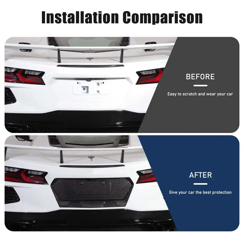 Dry Carbon Fiber Rear License Plate Backing Fillet Covers Trim Car Accessories For Chevrolet Corvette C8 Z51 Z06 2020-2024