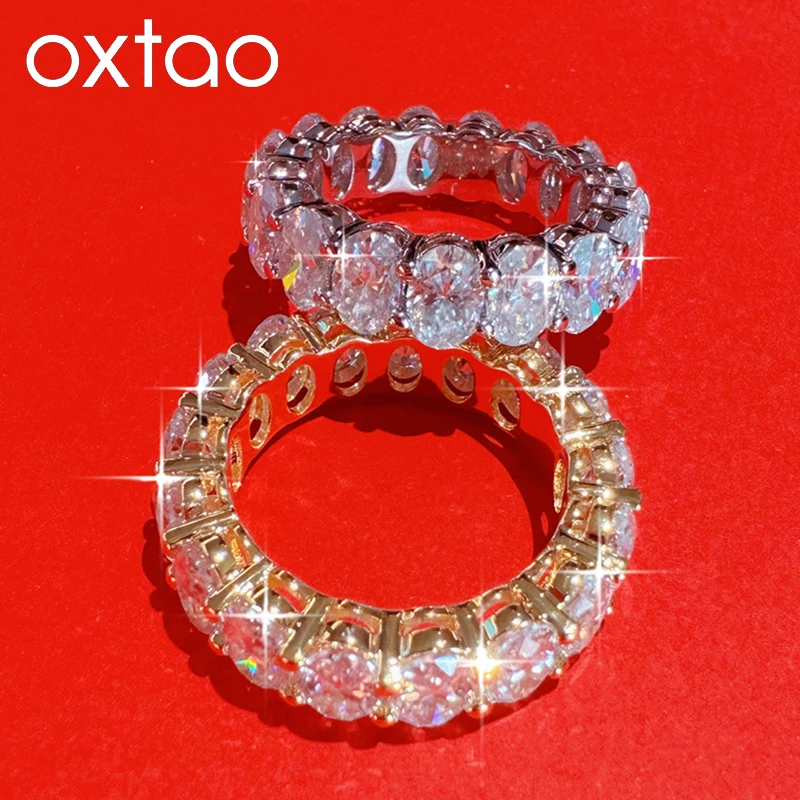 

OXTAO 0.5CT Oval Moissanite Eternity Ring Engagement Anniversary Gifts for Women Stackable Wedding Rings Jewelry 14K Gold Filled