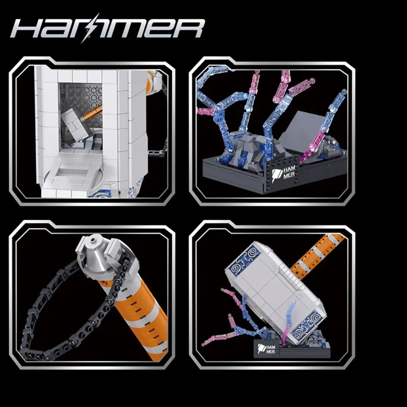 975 قطعة من ألعاب Thors Thunder Hammer Heroes الصغيرة لبنة البناء من الطوب هدية للأطفال للأولاد #3