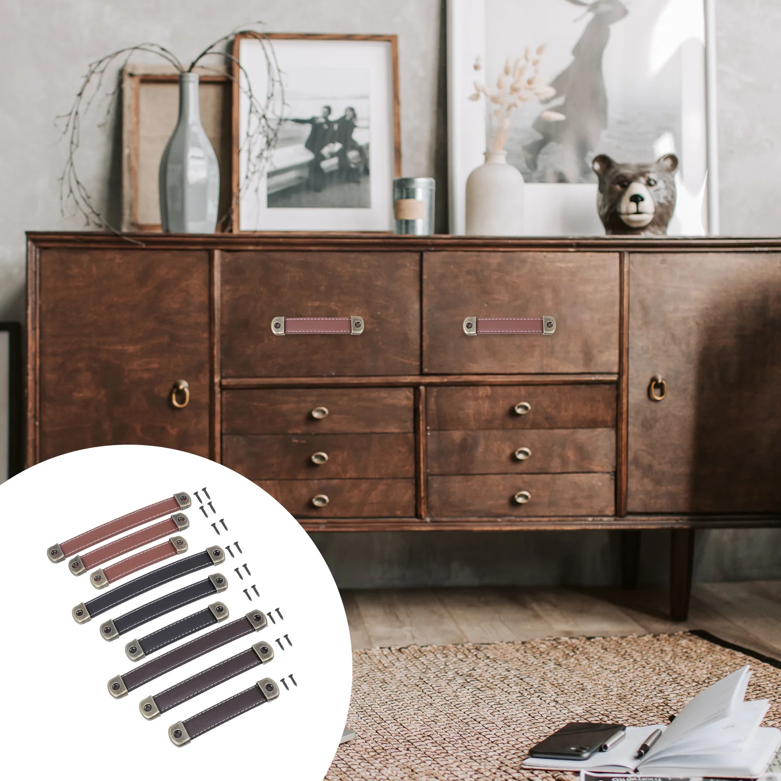 

9 set Drawer Handles Vintage Knobs For Drawers Cabinet Pull Replacement Sturdy Wardrobe Handle Suitable Kitchen Bathroom