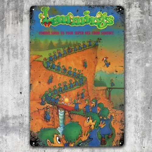 Lemmings Collectable Video Game Metal Poster - 20x30cm () Tin Sign  