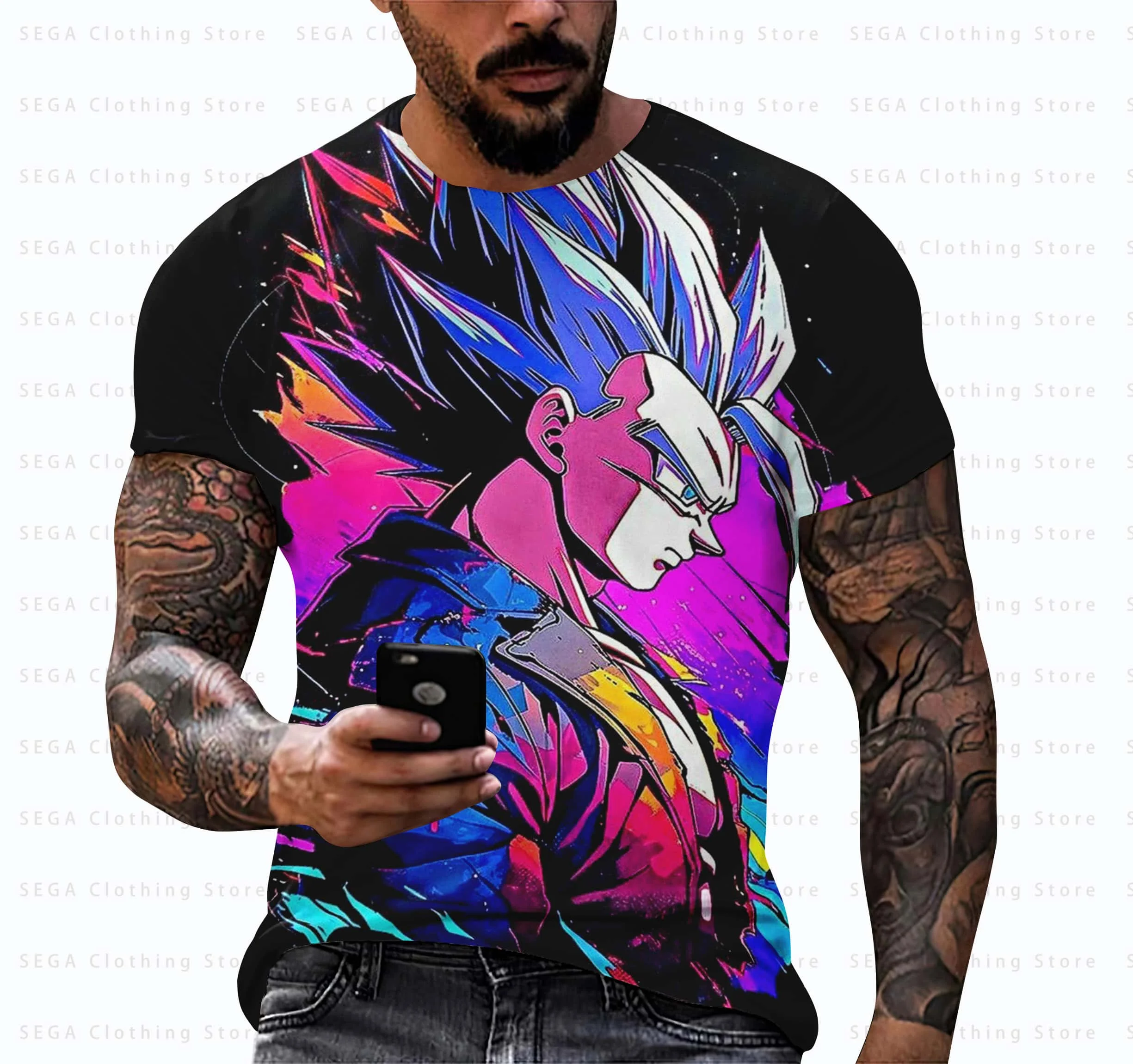 

ragon Ball Z 2025 Vegeta Men's T Shirt Goku Man Clothes Tops Cool Saiyan Short Sleeve Tee 110-6XL Summer GYM Harajuku T-shirt
