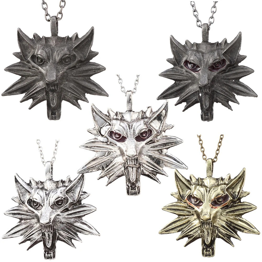 New Game Wild Hunt Keychain Wolf Head Logo Alloy Pendant Necklace Vintage Key Chains Bag Car Key Holder Men Jewelry Gifts