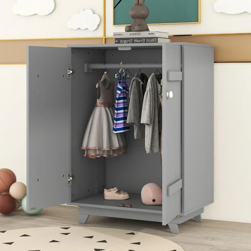 Hie-CAB-00060-DX Wardrobe, 31.5"x 19.7"x 43.4", Gray