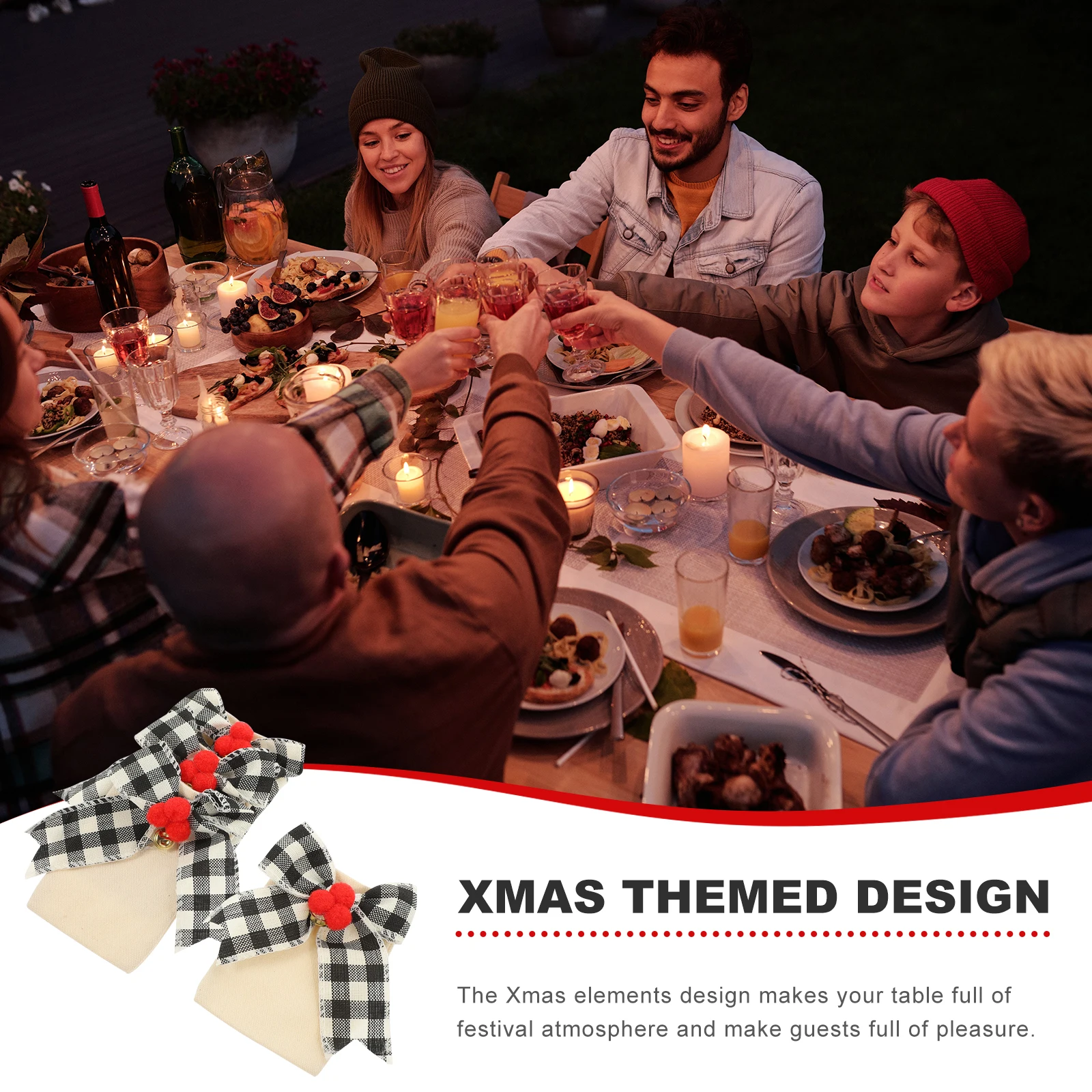 

4pcs Linen Cutlery Holder Xmas Silverware Organizer Tableware Storage Bag Fork Pouch Christmas Party Supplies Utensil