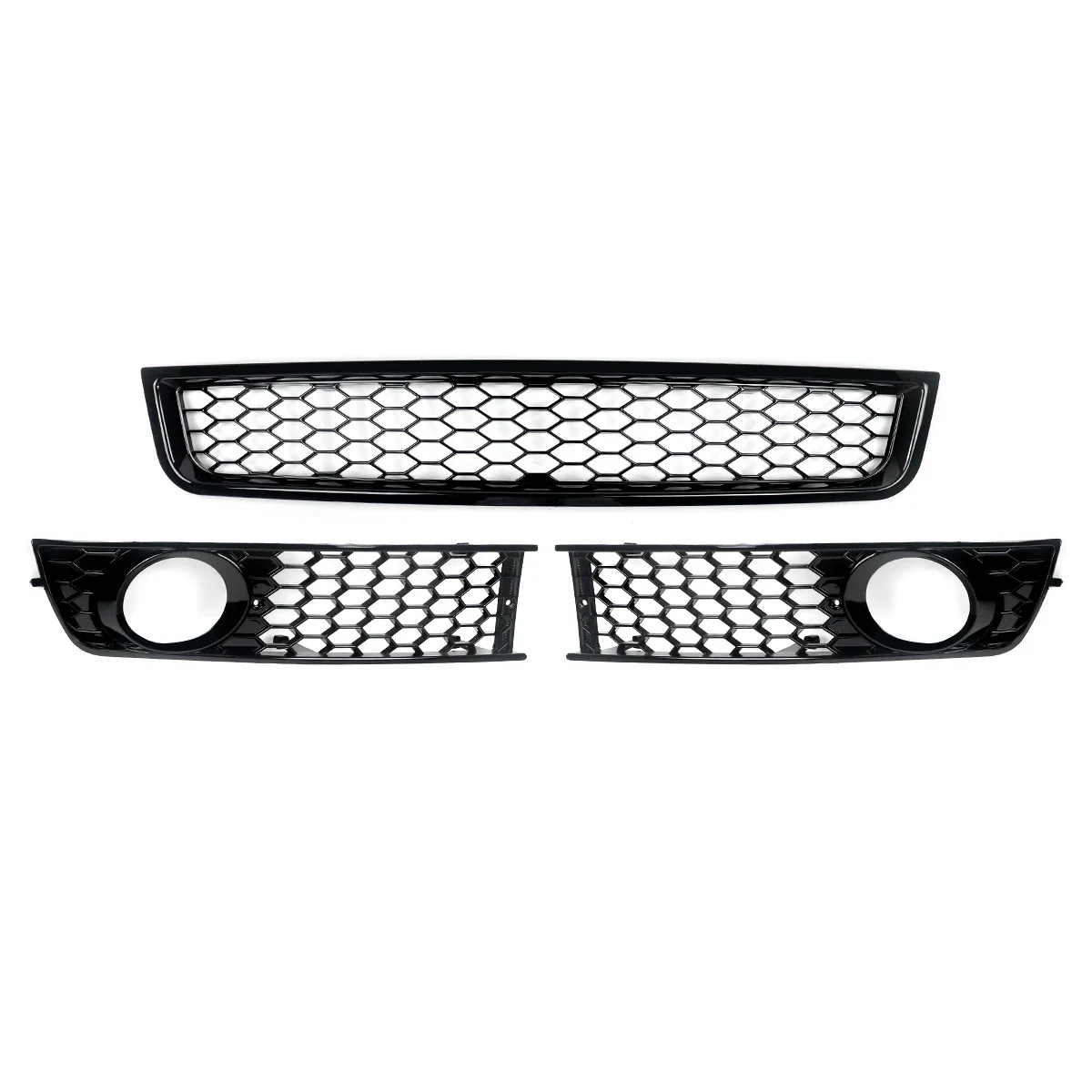 MAGICKIT Gloss Black For audi a4 b6 grill 2002-2005 Honeycomb Front Bumper Lower Grille Fog Light Covers RS Style Accessories