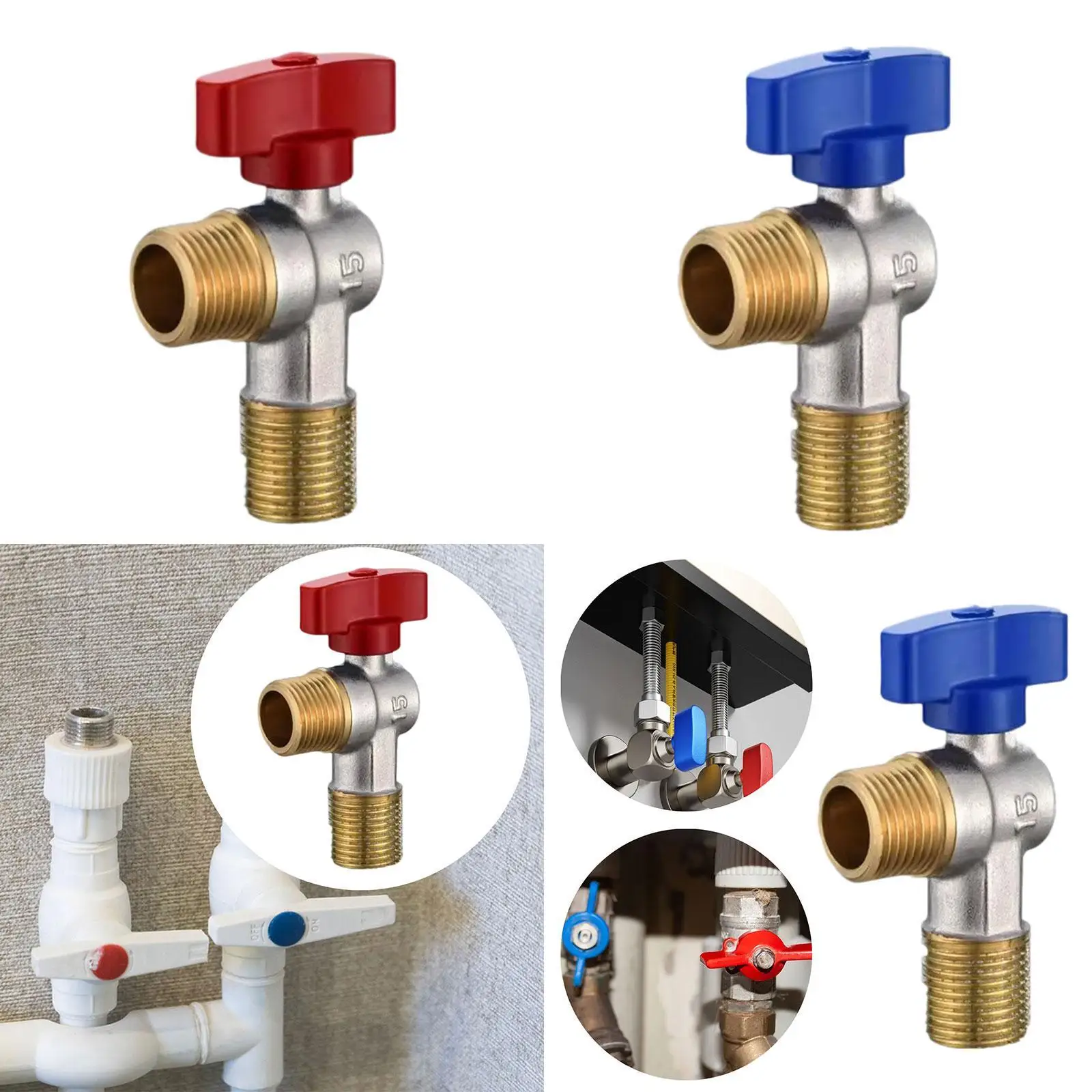 Angle Stop Valve G1/2'' Replacement 1/4 Turn Shut Off Valve Faucet Valve Water Valve for Faucet Toilet Bathroom Basin Kitchen