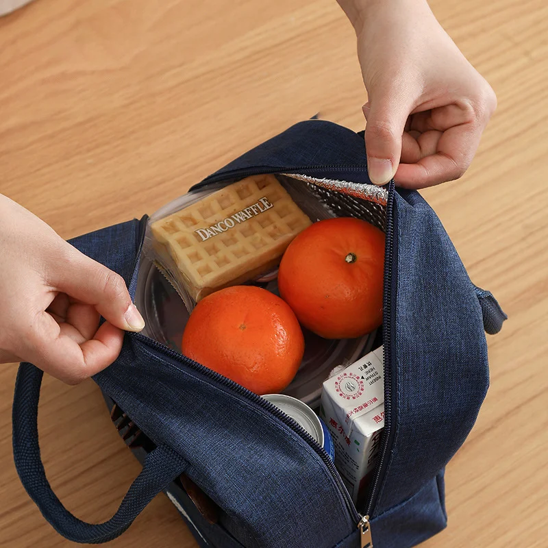 Lunch Bag Lunch Box Thermal Insulated Canvas Tote Pouch Kids School Bento Portable Dinner Container Picnic Food Storage Bags