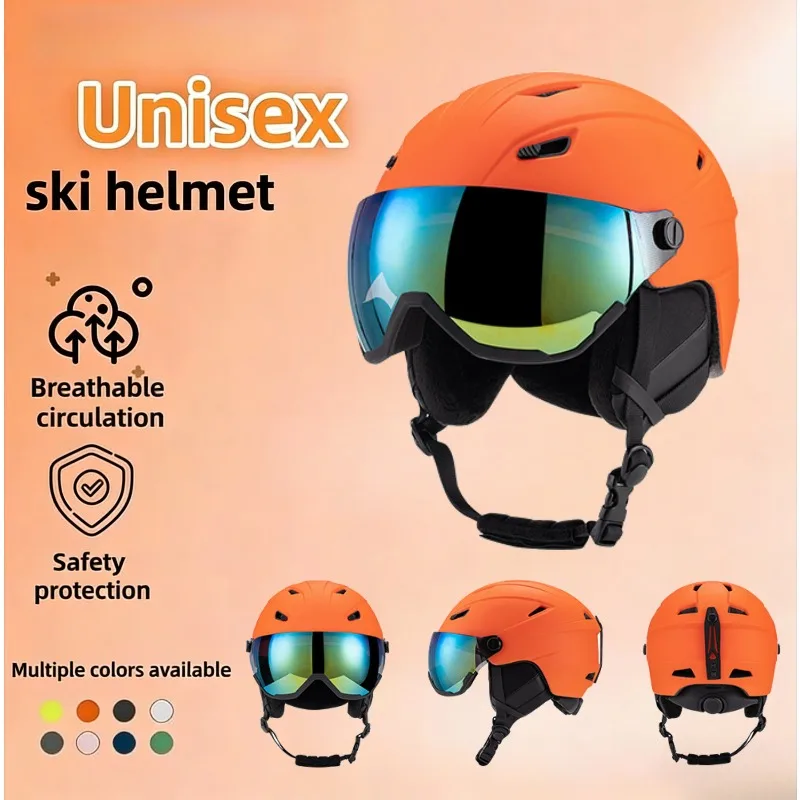 

Breathable Professional Ski Helmet EPS+ABS Combined Outdoor Goggles Integrated Ski Safety Helmet