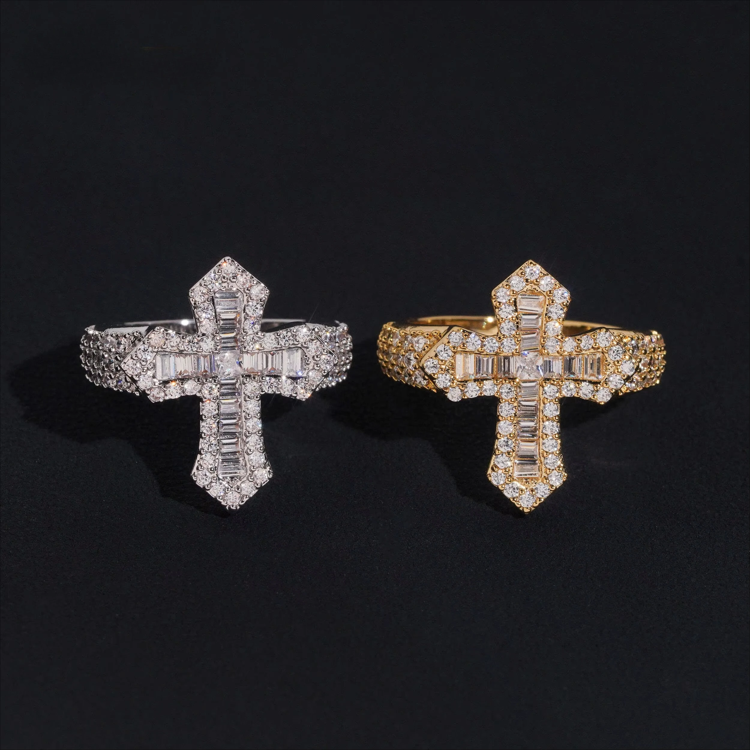 

2025 Новое кольцо в стиле креста Iced Long Stick с длинной палочкой из муассанита в стиле хип-хоп, мужское кольцо с муассанитом, серебро 925 пробы, бутик ювелирных изделий