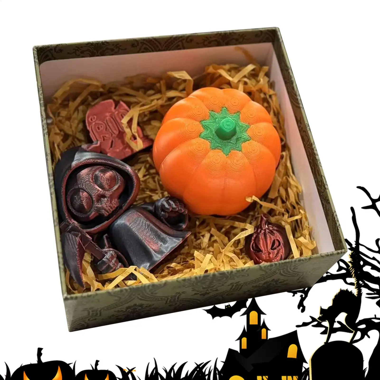 

Декор в виде тыквы, 3D печатный набор призраков на Хэллоуин, коллекционный орнамент, реквизит, косплей для праздника, витрина, рабочего стола, крыльца, двора