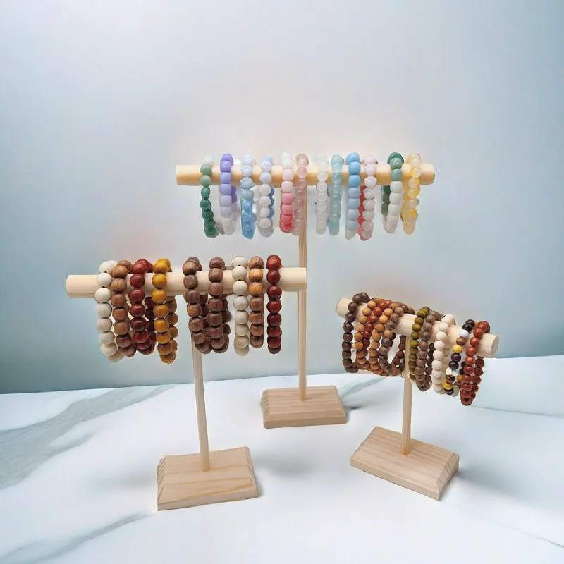 Présentoir de bijoux en bois dur, chaîne de Bracelet, barre en T, présentoir pour Bracelet, montre, collier, support d'organisation à domicile, vitrine