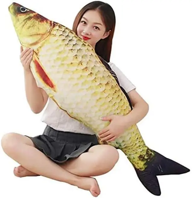 

3D Giant Soft Fish Cushion Pillow Carp Plush Stuffed Toy for Home Decoration Gift Kids 31in