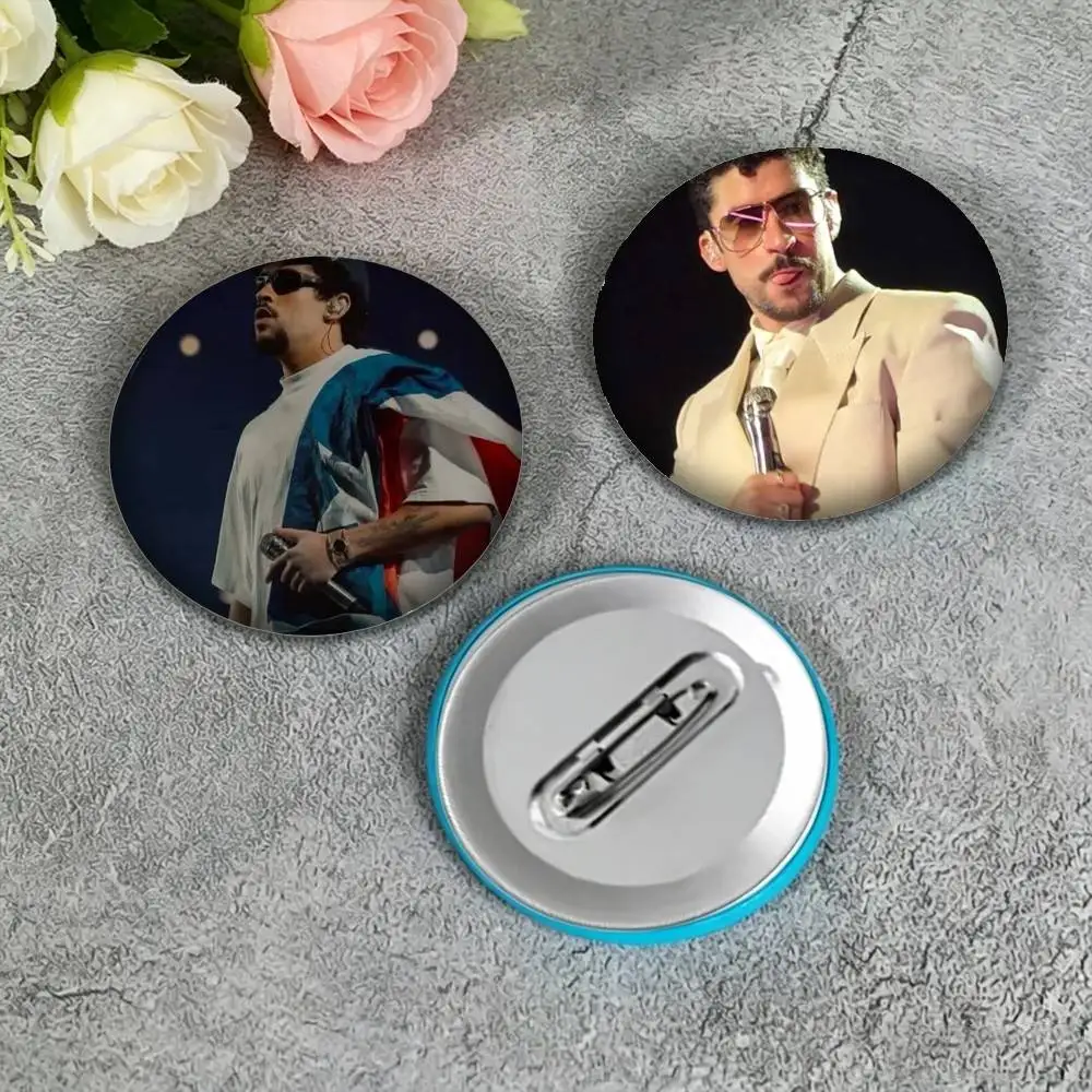 Singer Bad B-Bunny Debi 25 32 44 58 75mm Badges Personalized Round Brooches Pins Accessory Gift